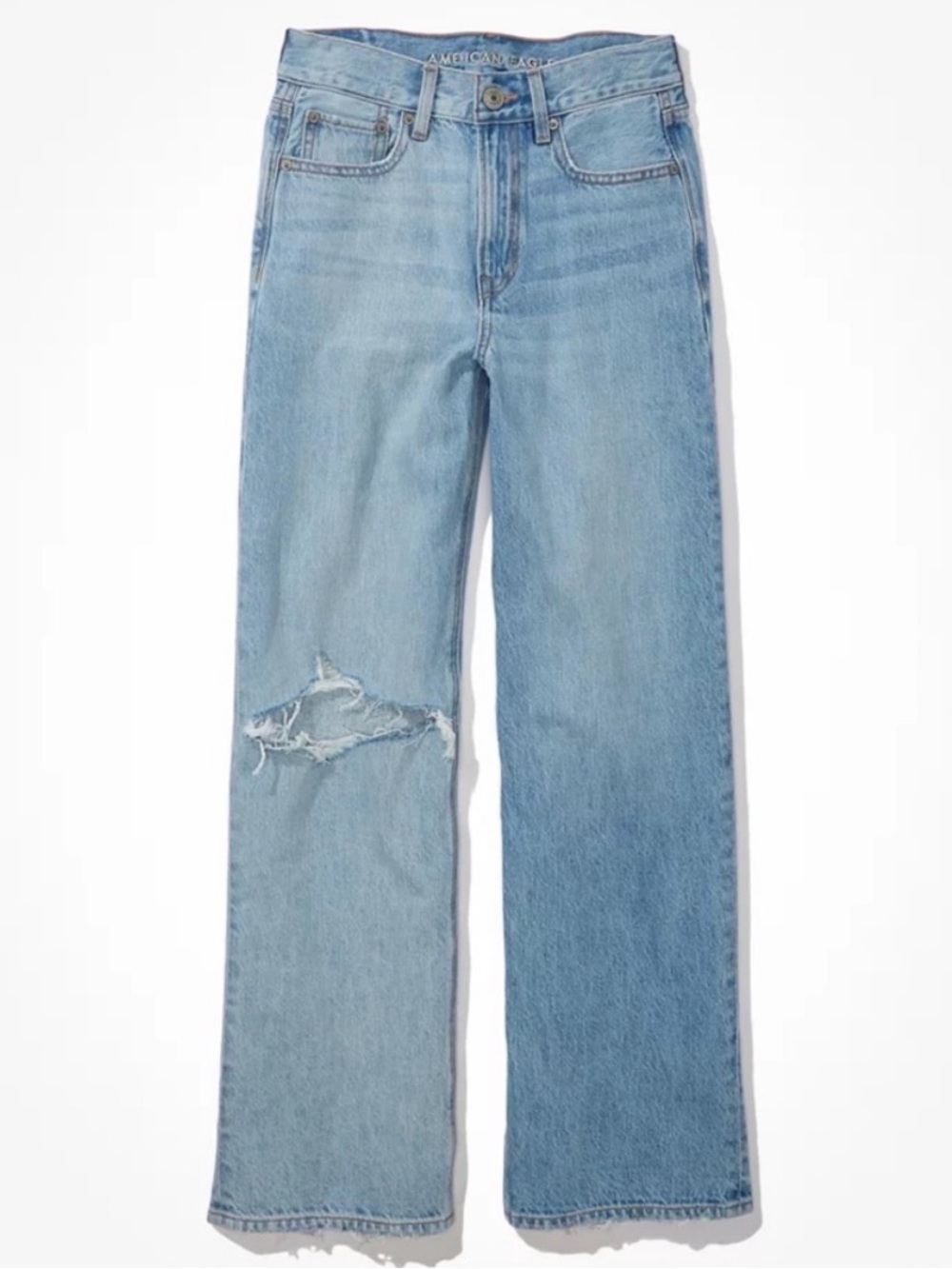 American Eagle Outfitters Skater Two Toned Wide-Leg Distressed Jeans 12 - Picture 3 of 13